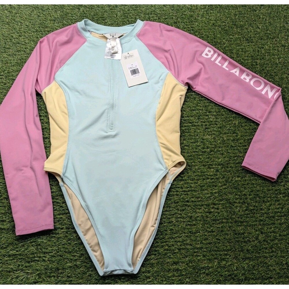 Billabong BL16SS147 Women Sz XL Colorblock L/S Tropic Rash Guard Body Suit $110